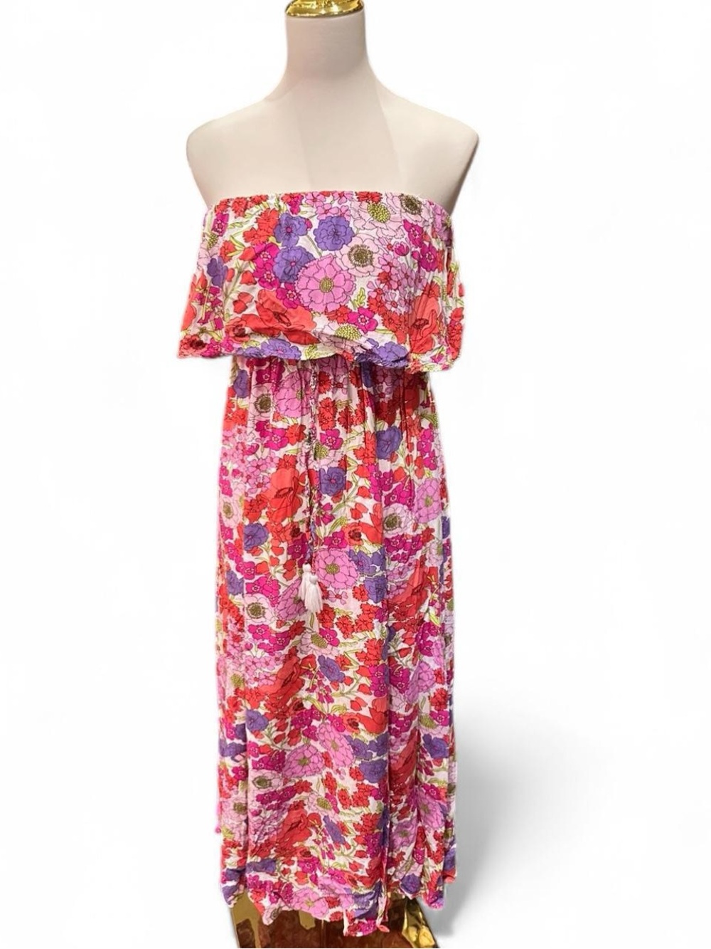 Japna Strapless Ruffle Floral Maxi Dress